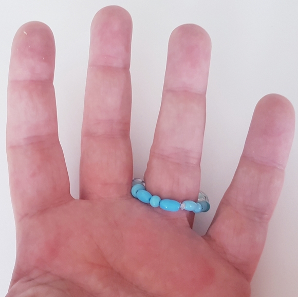 Blue Eye Candy Ring Beaded Handmade Jewelry s9-12 - Picture 5 of 12